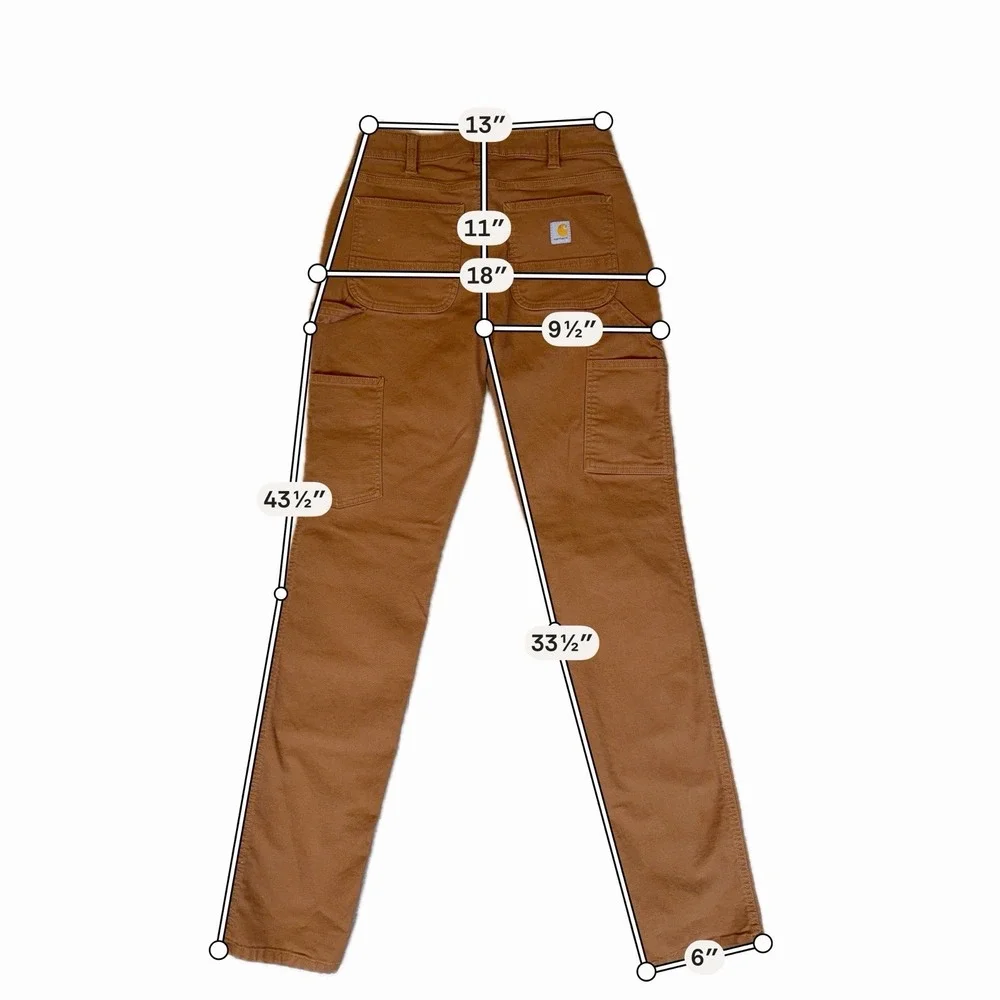 Carhartt double knee Duck Jeans carpenter Women's Sz 2 Tall rugged relaxed fit - Picture 8 of 10